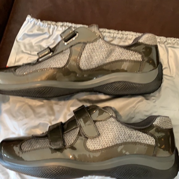 Prada | Shoes | Prada Americas Cup Wstraps In Charcoal Grey | Poshmark